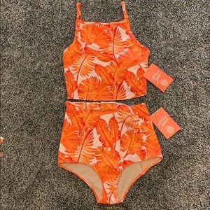 BNWT Kortni jeane set! Orange palm print!